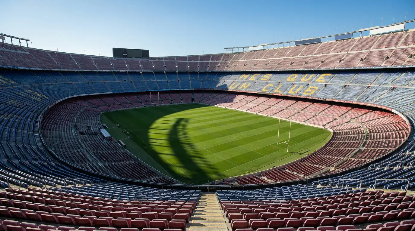 Campo de fútbol americano vacío durante la semana de descanso con las gradas sin público